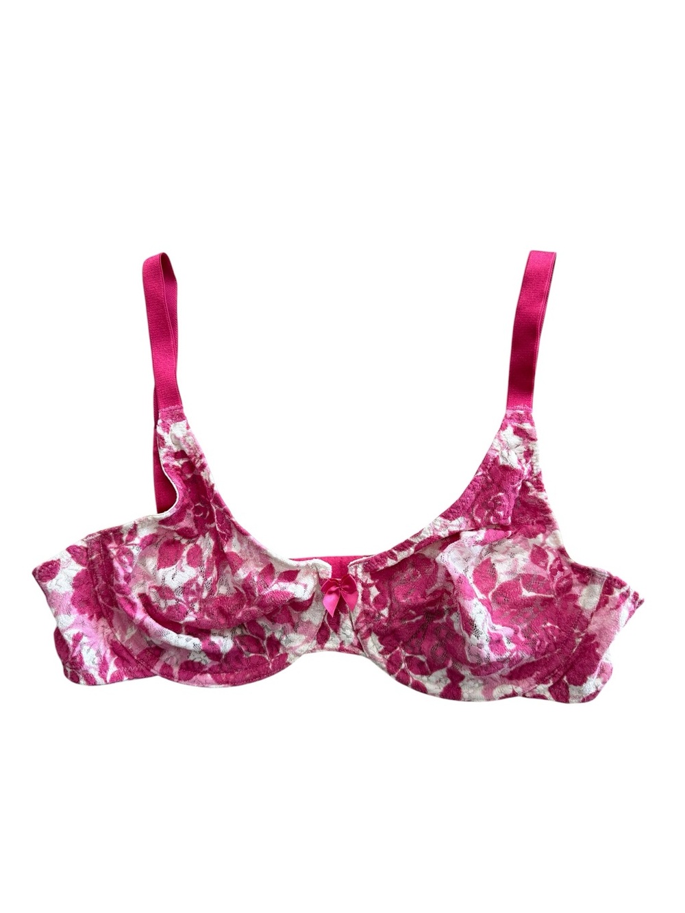 Wacoal Women’s 851246 Floral Underwire Bra Size 38C Pink White Lace Leaves